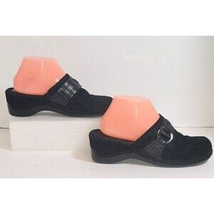 White Mountain Black Suede Leather Clogs - Size 8